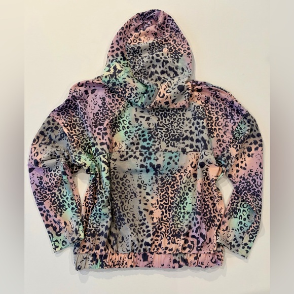 White Birch Rare Rainbow Neon Animal Print Leopard Hoodie Medium 90’s Style - Picture 2 of 11